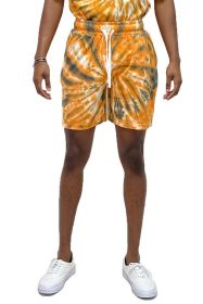 Cyclone Pinwheel Tie Dyed Shorts (Color: GOLD, size: 3XL)