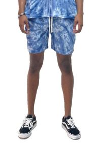 Cyclone Pinwheel Tie Dyed Shorts (Color: LIGHT BLUE, size: M)