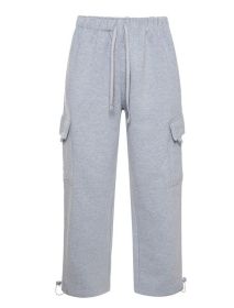 Heavyweight Fleece Cargo Pants (Color: Heather grey, size: 2XL)