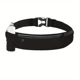 Breathable Invisible Running Waist Pack - Nylon with Lock Closure, Reflective Strips & Multiple Pockets for Hiking, Dog Walking (Color: Black)