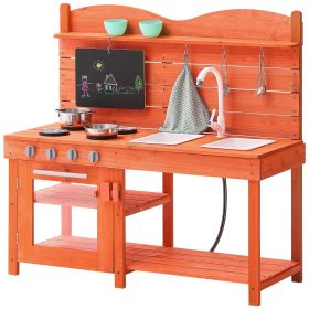 Wooden Mud Kitchen Outdoor Toy Play Kitchen Set for Kids Pretend Playset (Desktop Width: 40 inch)