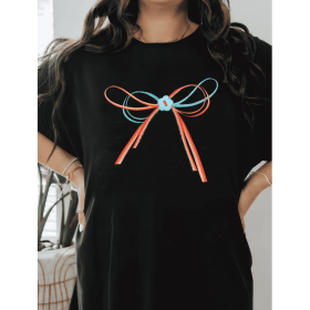 Casual Women's Cotton T-Shirt with Bow Detail - Trendy and Comfortable for Every Season (Style: 121)