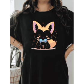 Casual Women's Cotton T-Shirt with Bow Detail - Trendy and Comfortable for Every Season (Style: 159)