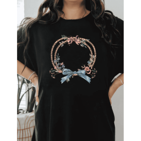 Casual Women's Cotton T-Shirt with Bow Detail - Trendy and Comfortable for Every Season (Style: 136)