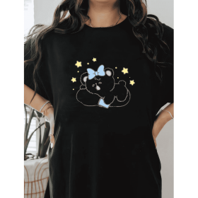 Casual Women's Cotton T-Shirt with Bow Detail - Trendy and Comfortable for Every Season (Style: 154)