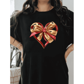 Casual Women's Cotton T-Shirt with Bow Detail - Trendy and Comfortable for Every Season (Style: 440)