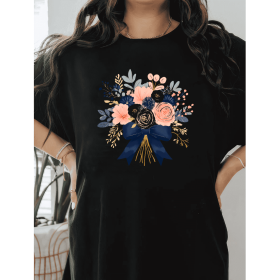 Casual Women's Cotton T-Shirt with Bow Detail - Trendy and Comfortable for Every Season (Style: 442)