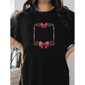 Casual Women's Cotton T-Shirt with Bow Detail - Trendy and Comfortable for Every Season (Style: 462)