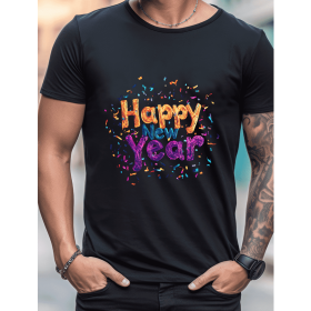 2025 New Year Cotton T-Shirt for Men - Stylish & Comfortable Short Sleeve Tee for All Seasons (Style: 51)