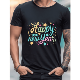 2025 New Year Cotton T-Shirt for Men - Stylish & Comfortable Short Sleeve Tee for All Seasons (Style: 60)
