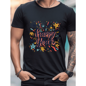 2025 New Year Cotton T-Shirt for Men - Stylish & Comfortable Short Sleeve Tee for All Seasons (Style: 25)