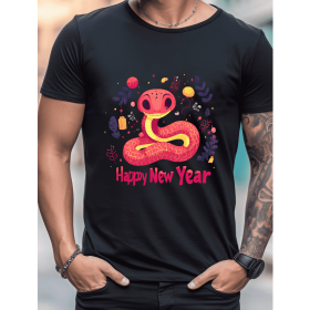 2025 New Year Cotton T-Shirt for Men - Stylish & Comfortable Short Sleeve Tee for All Seasons (Style: 32)