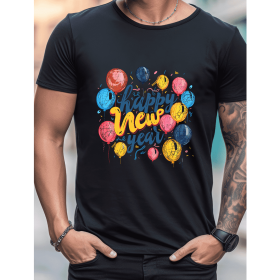 2025 New Year Cotton T-Shirt for Men - Stylish & Comfortable Short Sleeve Tee for All Seasons (Style: 34)