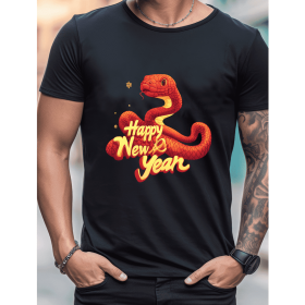 2025 New Year Cotton T-Shirt for Men - Stylish & Comfortable Short Sleeve Tee for All Seasons (Style: 35)