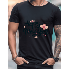 2025 New Year Cotton T-Shirt for Men - Stylish & Comfortable Short Sleeve Tee for All Seasons (Style: 49)