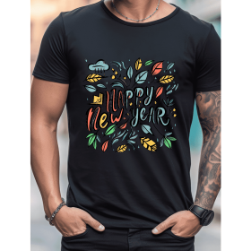 2025 New Year Cotton T-Shirt for Men - Stylish & Comfortable Short Sleeve Tee for All Seasons (Style: 31)