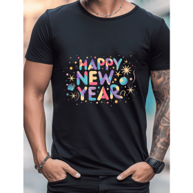 2025 New Year Cotton T-Shirt for Men - Stylish & Comfortable Short Sleeve Tee for All Seasons (Style: 3)