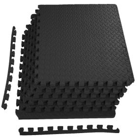 Only Supports Self Pickup  Jigsaw Sports Mat With EVA Foam Interlocking Tiles For Gymnastics And Home Gym Floor Protection, Various Sizes And Col (Option: Black Threequartersinc 6Pieces)